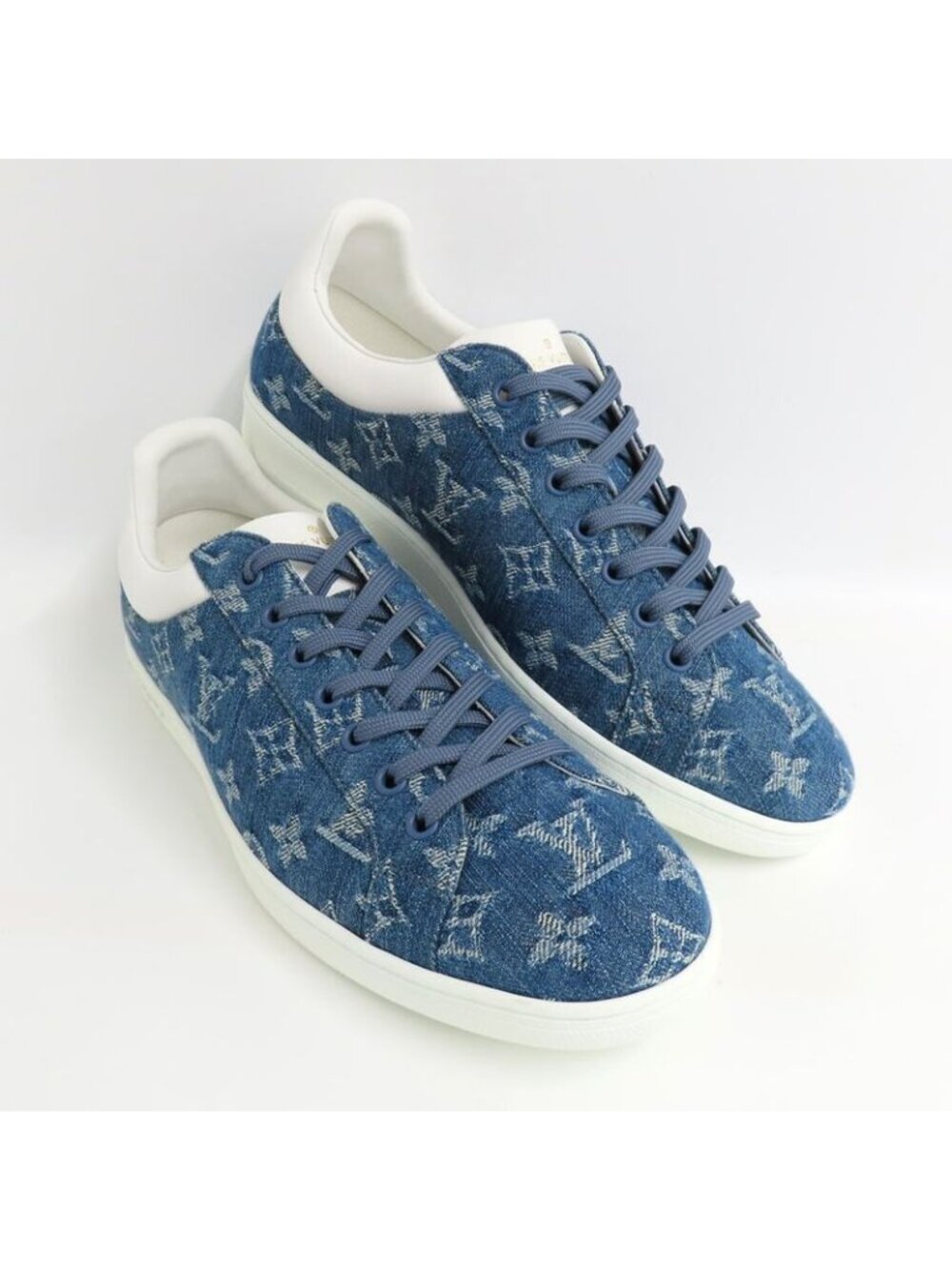 Louis Vuitton Luxembourg Line Sneakers Monogram Denim 8 Blue White - Picture 3 of 10